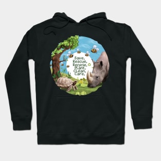 Save Bees Rescue Animals Recycle Plastic Earth Day Hoodie